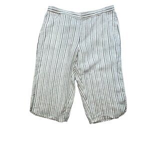 Coldwater Creek Womens Striped Linen Culottes Pants Size 18 Black White Casual